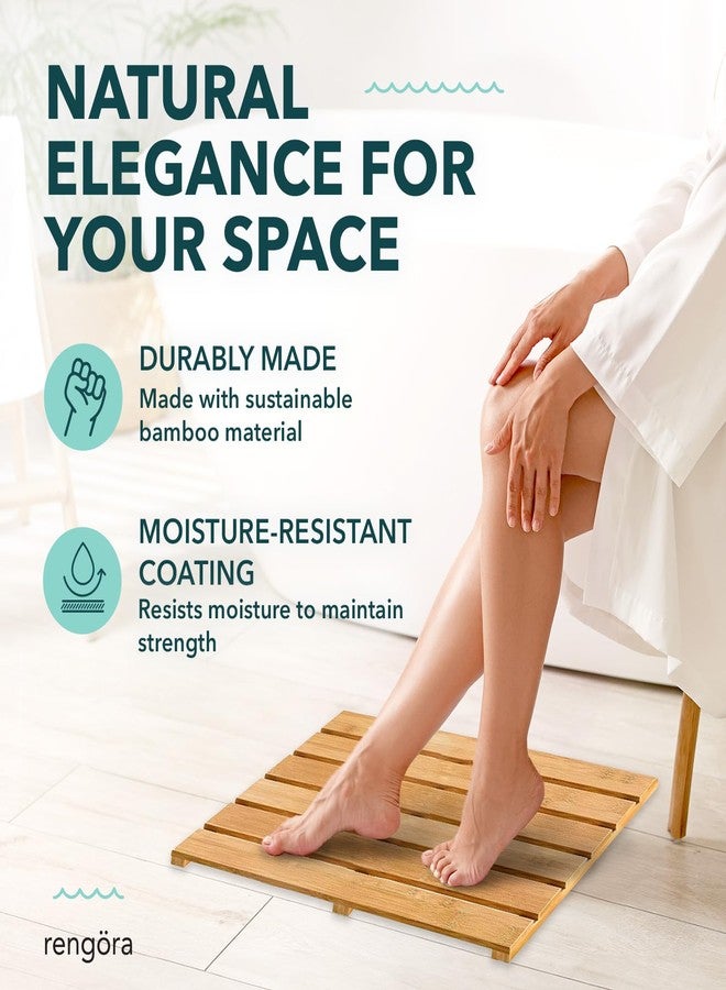 rengöra حصيرة استحمام من الخيزران في الهواء الطلق 19.5x12.5 بوصة، حصيرة استحمام غير قابلة للانزلاق للخيزران للأرضيات الداخلية/الخارجية، ديكور سبا لأرضية الساونا، ملحقات حمام خشبية، حصائر استحمام خشبية، ديكور غرفة سبا للحمام - Image 2