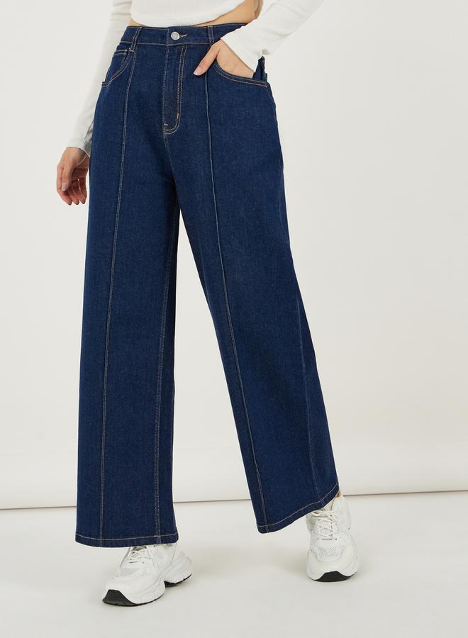 Styli High Rise Wide Leg Pintuck Jeans - Image 2