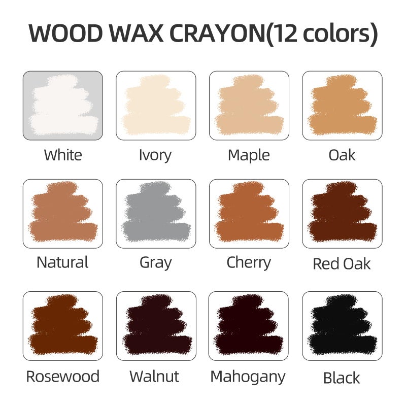 Boncart Wood Filler Sticks,12colors Wood Wax Crayons for Repairing Scratches, Scuffs, Cracks, and Nail Holes on Wood Furniture, Floors, Cabinets, Tables, and Doors - Image 2