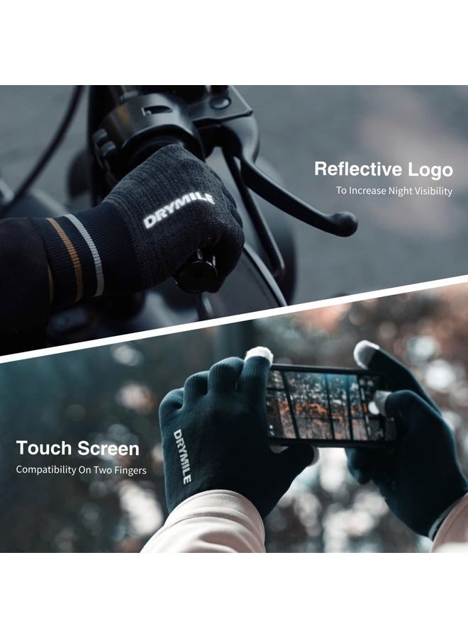 DRYMILE Waterproof Gloves - Warm Touchscreen Winter Snow Wool Blend Hand Gloves for Men & Women - Work, Hiking, Skiing, Running, Biking, Riding Glove, Ideal for Cold Weather - Black - Image 3
