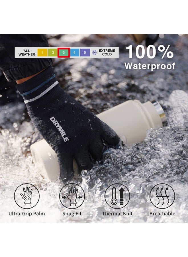DRYMILE Waterproof Gloves - Warm Touchscreen Winter Snow Wool Blend Hand Gloves for Men & Women - Work, Hiking, Skiing, Running, Biking, Riding Glove, Ideal for Cold Weather - Black - Image 2