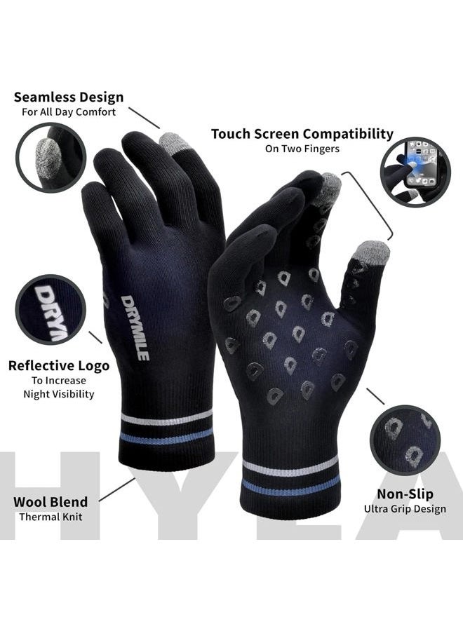 DRYMILE Waterproof Gloves - Warm Touchscreen Winter Snow Wool Blend Hand Gloves for Men & Women - Work, Hiking, Skiing, Running, Biking, Riding Glove, Ideal for Cold Weather - Black - Image 4