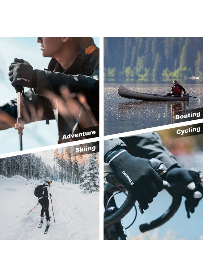 DRYMILE Waterproof Gloves - Warm Touchscreen Winter Snow Wool Blend Hand Gloves for Men & Women - Work, Hiking, Skiing, Running, Biking, Riding Glove, Ideal for Cold Weather - Black - Image 5