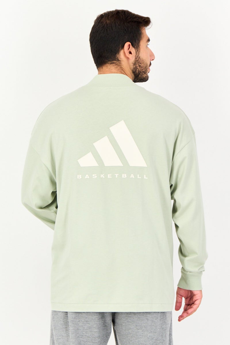 Adidas ملابس رياضية للرجال بأكمام طويلة مناسبة، سويت شيرت خارجي، أخضر نعناعي - Image 2