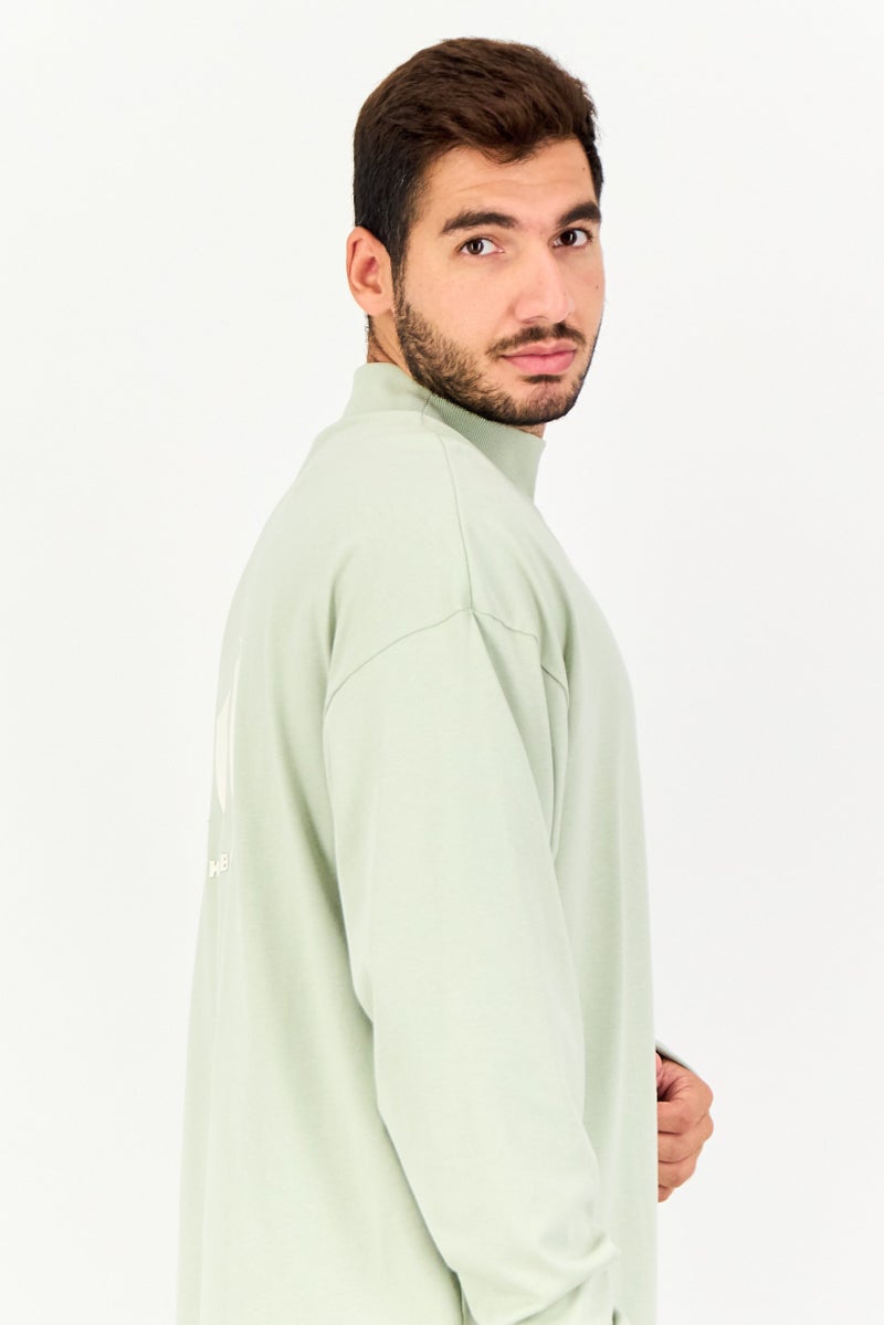 Adidas ملابس رياضية للرجال بأكمام طويلة مناسبة، سويت شيرت خارجي، أخضر نعناعي - Image 3