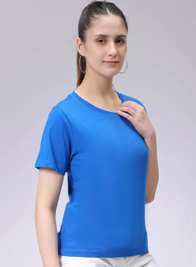 Freehand Women Regular Fit Solid Crew Neck T-Shirt