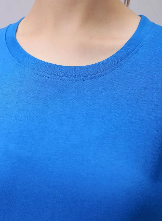 Freehand Women Regular Fit Solid Crew Neck T-Shirt
