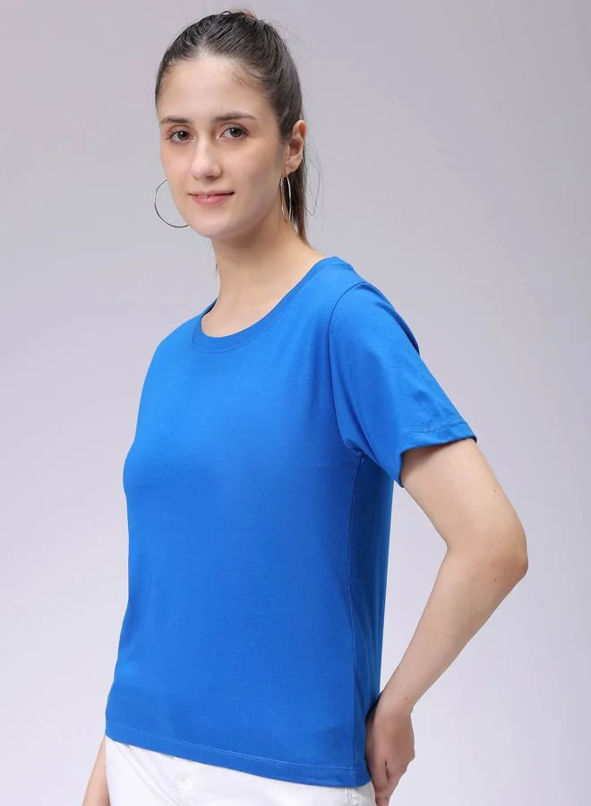 Freehand Women Regular Fit Solid Crew Neck T-Shirt