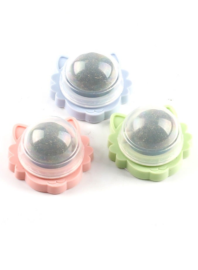 general 3-Piece Set Cartoon Cat Ear Rotating Catnip Ball Self-Adhesive Wall-Mounted Cat Self-Entertainment Toy Teeth Grinding Tool Teeth Cleaning Kitten Toy - Image 3