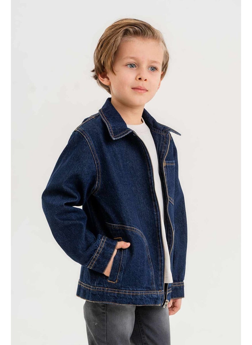 Gold Class Kidswear Zippered Double Pocket Single Chest Pocket Boy Denim Jacket  - Image 4