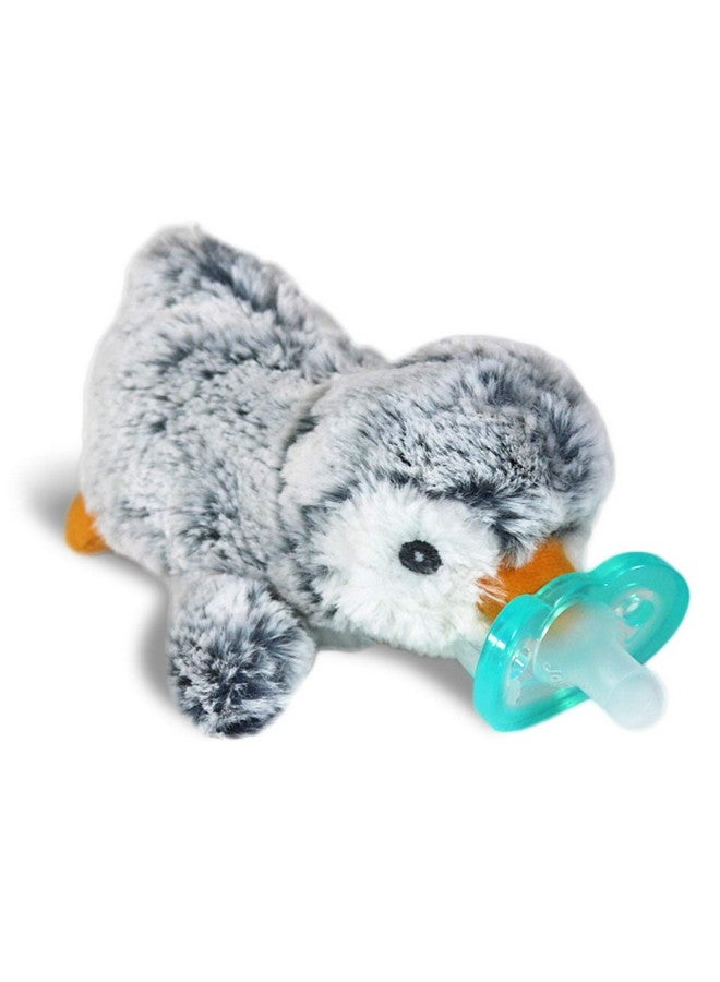 Razbaby Razbuddy Jollypop Pacifier Holder W/ Removable Baby Pacifier 0M+ Bpa Free Penguin - Image 1