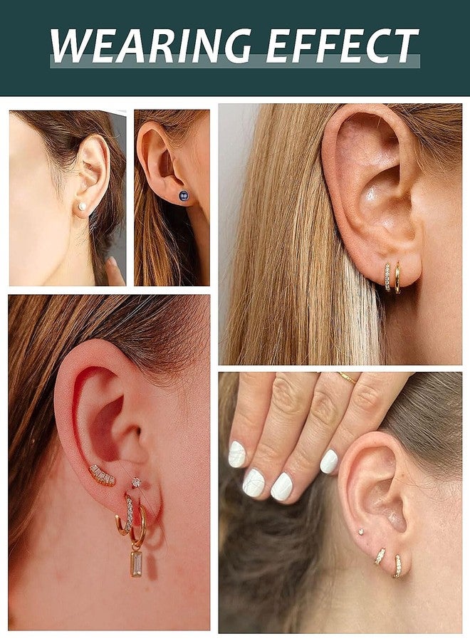 AMASIS Hypoallergenic Surgical Steel Earrings Sets for Sensitive Ears Lightweight Small Huggie Hoop Earrings 20G Stainless Steel Opal Ball Pearl CZ Flat Back Earrings for Women Men Trendy Cartilage Earrings - Image 4