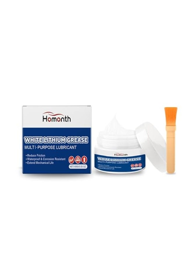 3.52 Oz White Lithium Grease Multi Purpose Lubricant for Automotive Brake Calipers Door Hinges Bike Bearings Tracks Garage Doors - Image 1