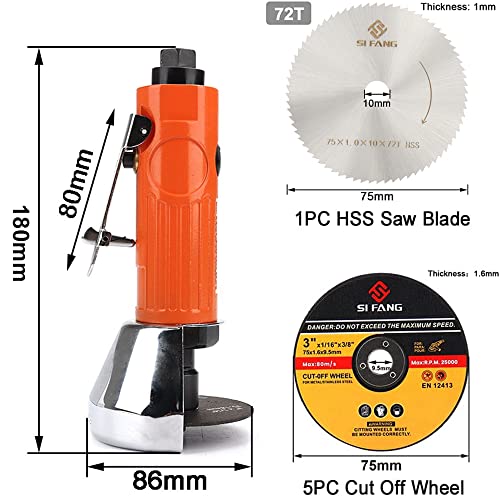 Baisiky Air Cut Off Tool with 5Pcs 3-inch Die Grinder Cut-Off Wheels, Pneumatic Metal Sheet Cutting Tool, Heavy Duty Air Cutter Cut off Tool - Image 2