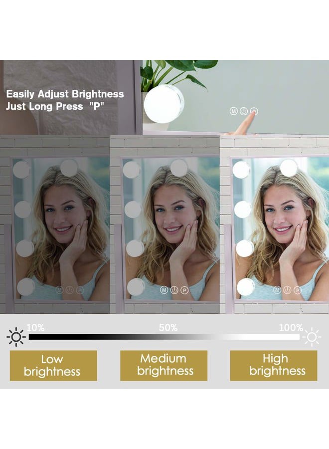 BWLLNI مرآة مكياج مضاءة مرآة هوليوود مرآة تجميل مع أضواء، تصميم تحكم باللمس 3 ألوان قابلة للتعتيم لمبات LED، تكبير قابل للفصل 10X، دوران 360°، (أبيض) 12" L x 14" W - Image 3
