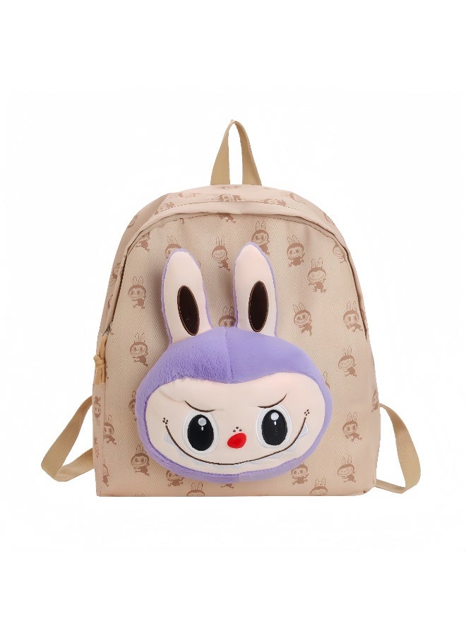 لابوبو حقيبة ظهر جديدة من Labu مصنوعة من القطيفة بعيون كبيرة ورسوم كرتونية لطيفة وصغيرة الحجم للسفر والترفيه وحقيبة ظهر عالية القيمة 36*32*12 سم - Image 1