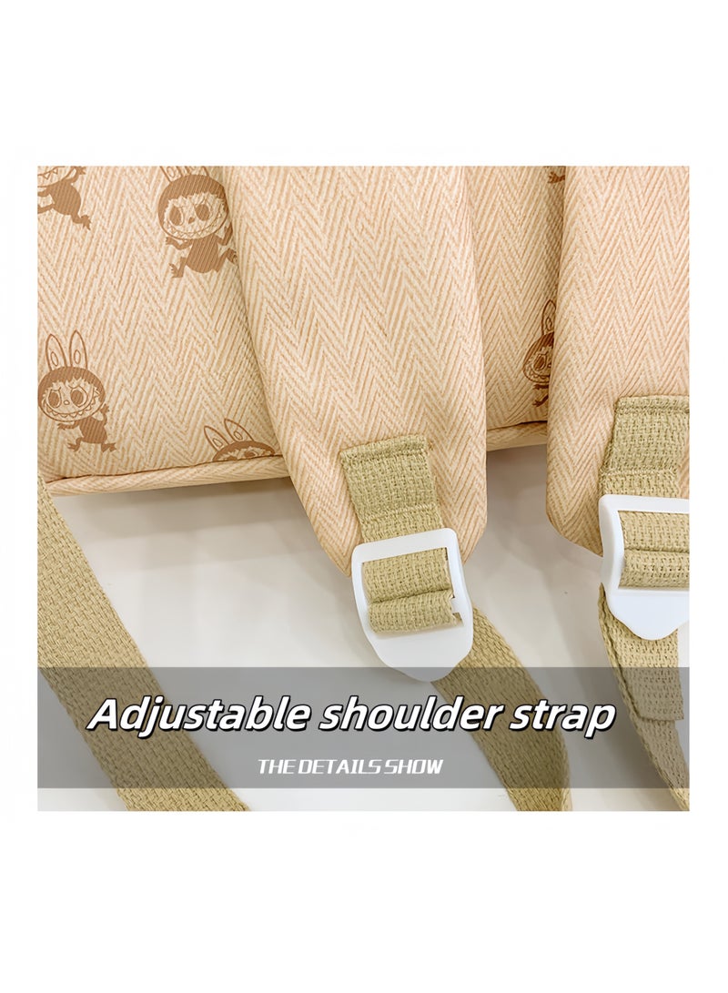 لابوبو حقيبة ظهر جديدة من Labu مصنوعة من القطيفة بعيون كبيرة ورسوم كرتونية لطيفة وصغيرة الحجم للسفر والترفيه وحقيبة ظهر عالية القيمة 36*32*12 سم - Image 3