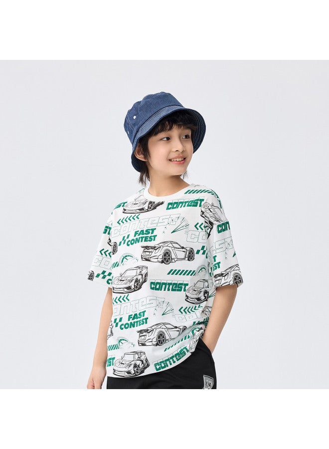 Balabala Kids Short Sleeve T-shirt Boys' Summer 2025 Collection Full Print Cotton Top - Image 3