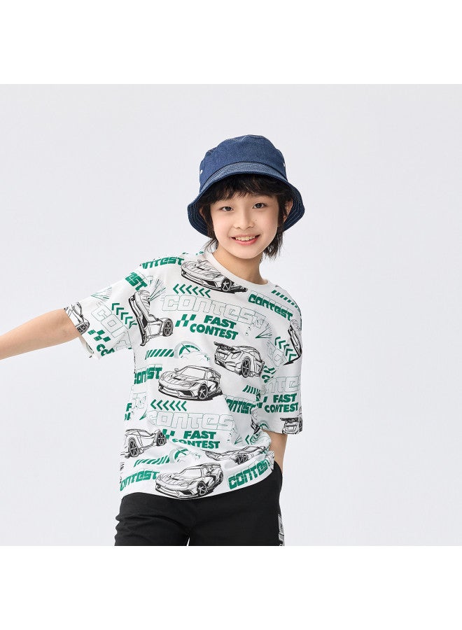 Balabala Kids Short Sleeve T-shirt Boys' Summer 2025 Collection Full Print Cotton Top - Image 4