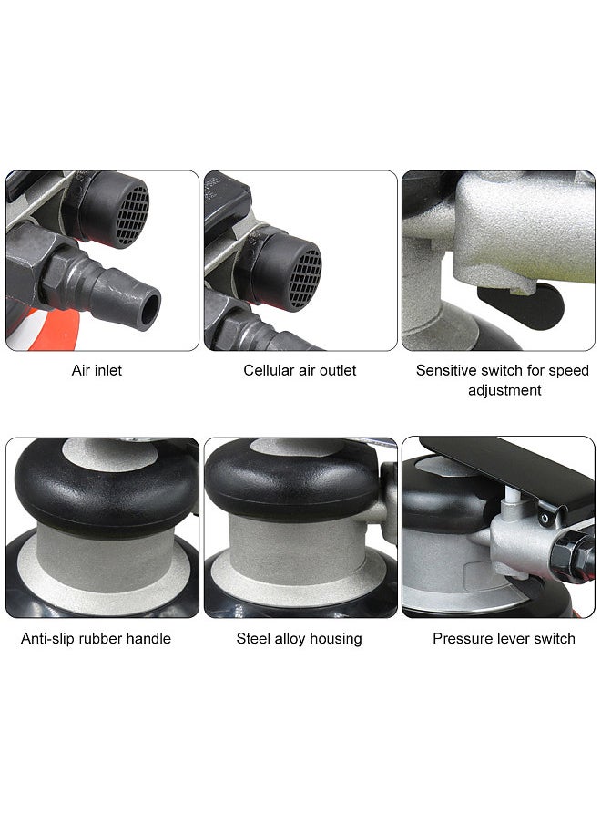 Generic - Pneumatic Sander Pneumatic Polisher Air Sander 5'' Air Palm Orbital Sander Grinder Sanding Machine Tool - Image 1