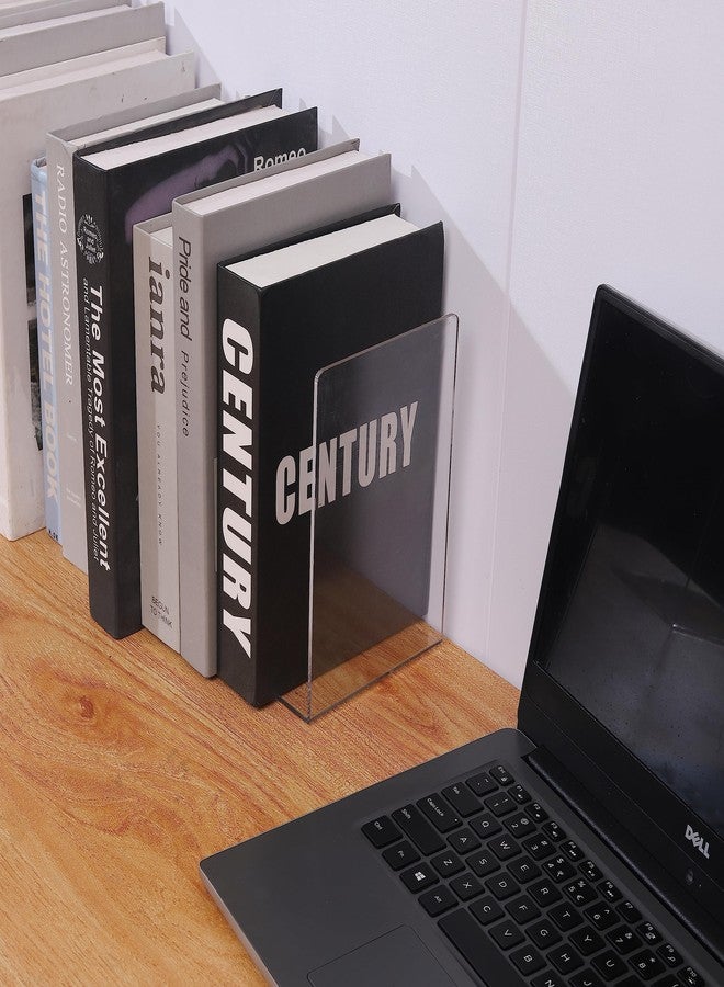 Cq acrylic Clear Bookends for Heavy Books,8pcs Acrylic Book Shelf Organizer for Desk,Plastic Heavy Duty Book Holders Standand Invisible Bookshelf Dividers Decorative,Suitable for Office Home Weighted Bookends - Image 5