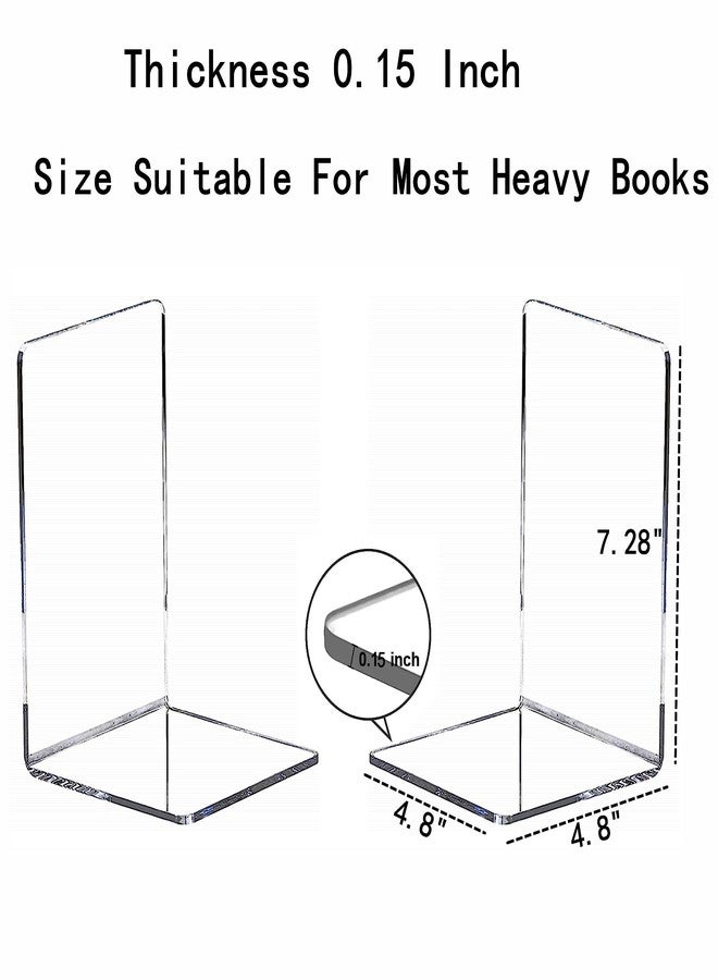 Cq acrylic Clear Bookends for Heavy Books,8pcs Acrylic Book Shelf Organizer for Desk,Plastic Heavy Duty Book Holders Standand Invisible Bookshelf Dividers Decorative,Suitable for Office Home Weighted Bookends - Image 2