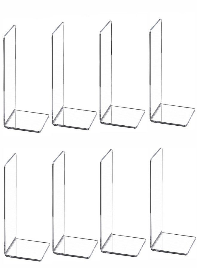 Cq acrylic Clear Bookends for Heavy Books,8pcs Acrylic Book Shelf Organizer for Desk,Plastic Heavy Duty Book Holders Standand Invisible Bookshelf Dividers Decorative,Suitable for Office Home Weighted Bookends - Image 1