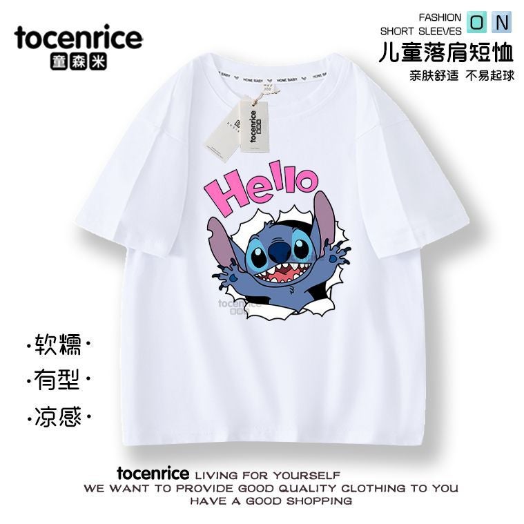 Sticky Short-Sleeved Children'S Clothes Cute Girls Pure Cotton T-Shirt Fashion Printed Top For Kids 012 - Image 5