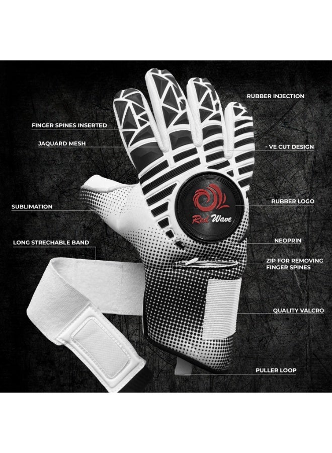 REDWAVE Goalkeeper Gloves with Removable Fingerspine Protection | Negative Cut Football Goalkeeper Gloves | Neoprene Backhand & Strong Grip for Training - Image 5