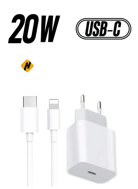For Iphone 20w Charger Apple 11/12/13 Usb-c To Lightning Power Adapter 1m Data Cable Eu Plug