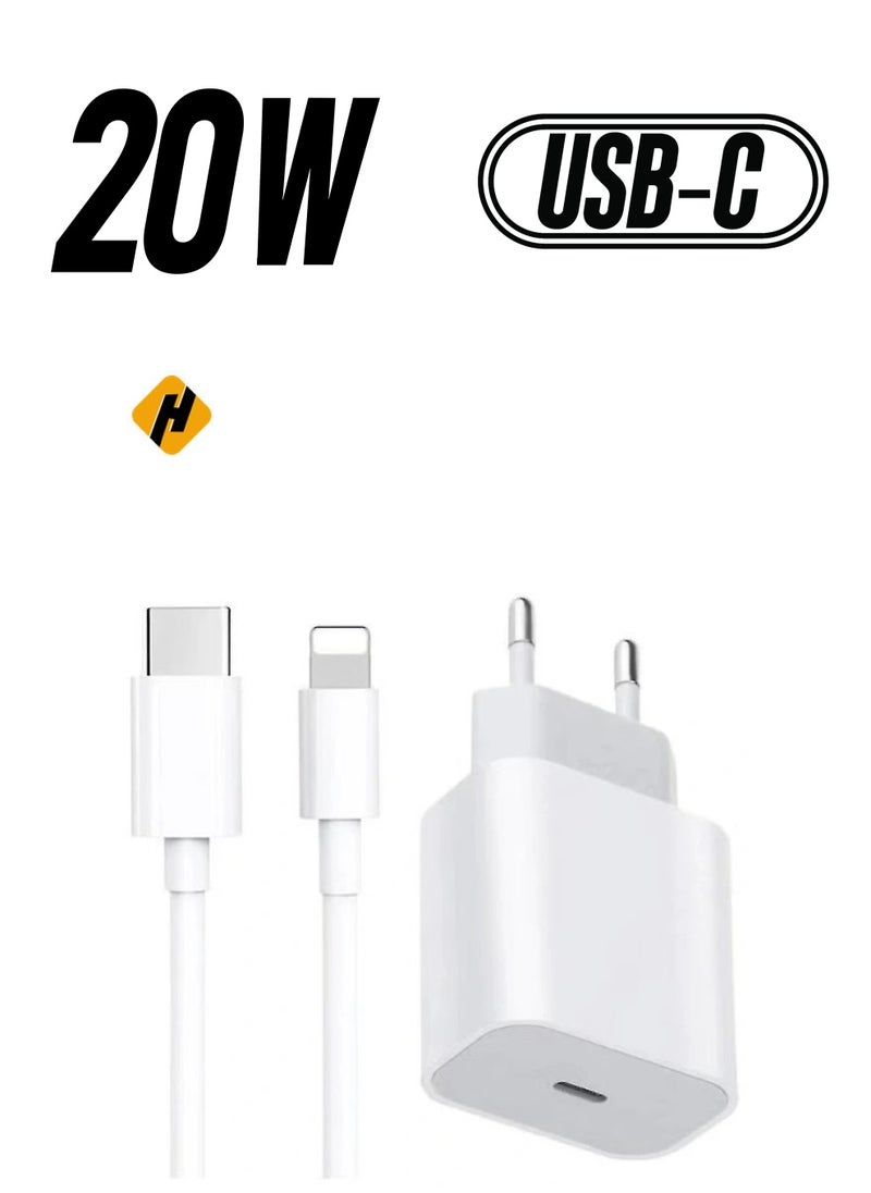 HuHa For Iphone 20w Charger Apple 11/12/13 Usb-c To Lightning Power Adapter 1m Data Cable Eu Plug  - Image 1