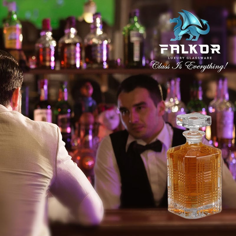 FALKOR Luxury Glassware - Finnegan Irish Decanter Elegant Classy Decanter with Contemporary Design - for Storing Whiskey, Liquor, Scotch, Bourbon, Vodka or Wine 750 ML - Image 5