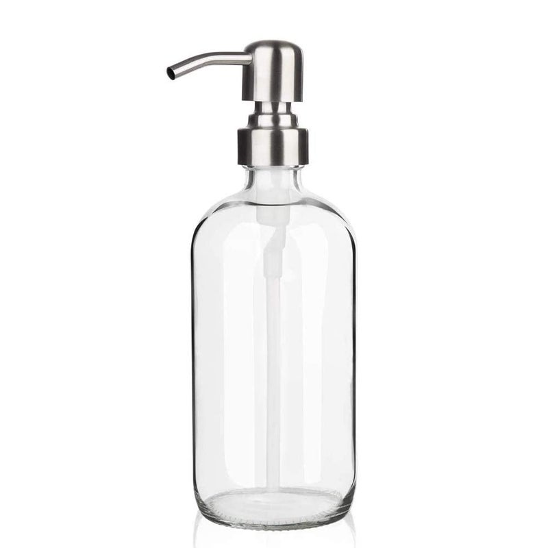 Arktek Glass Soap Dispenser - Clear Dish For Kitchen  Refillable Liquid Hand With Rust Proof Stainless Steel Pump Bathroom  Countertop (17 Ounce/ 500 Ml) - Image 1