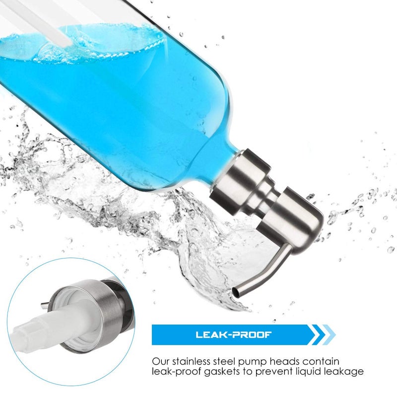 Arktek Glass Soap Dispenser - Clear Dish For Kitchen  Refillable Liquid Hand With Rust Proof Stainless Steel Pump Bathroom  Countertop (17 Ounce/ 500 Ml) - Image 3