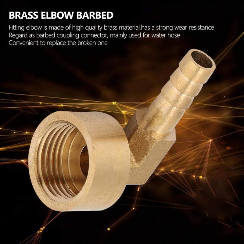 klarako Fitting Elbow, G1/2 Brass Female Thread 90 Degree Hose Barb Coupling Connector Joint Adapter Fitting for Water Hose(4#10) - Image 2