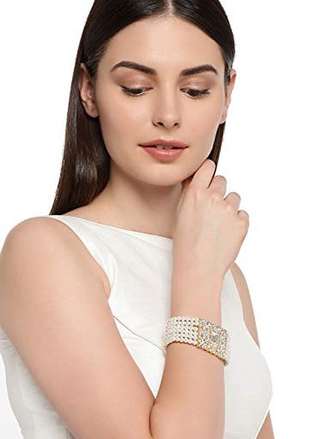 ZAVERI PEARLS Red Non Precious Metal Multi Strand Bracelet for Women (ZPFK9051) - Image 3
