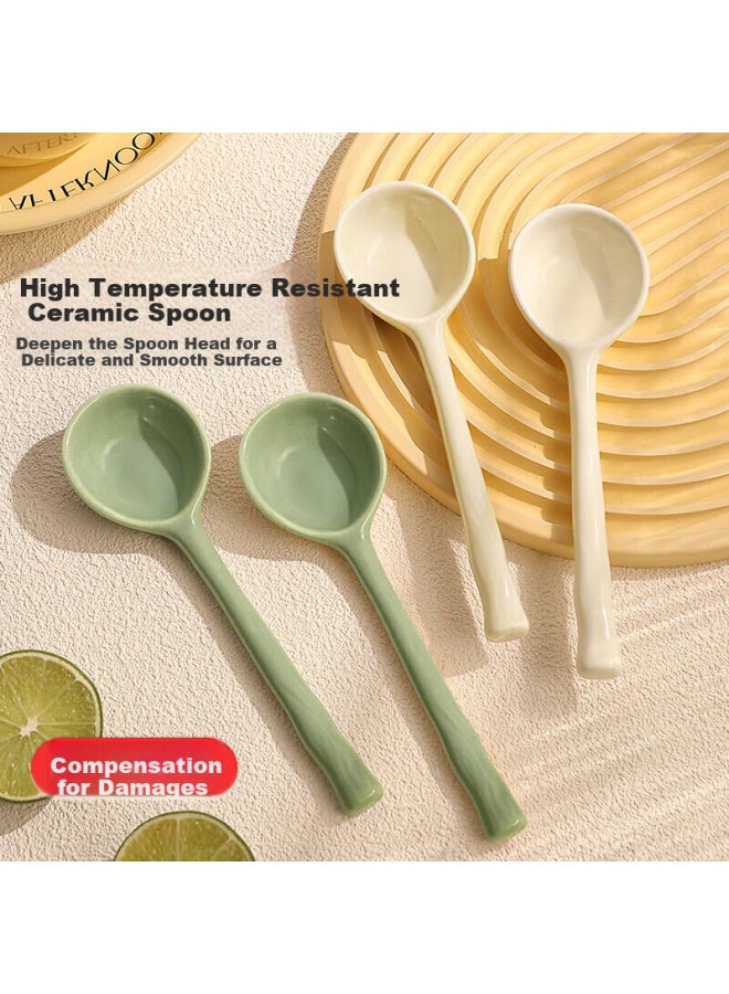 Dipple Ceramic Spoon Cute Candy Color Small Soup Spoon Household Eating Spoon High-Value Long Handle Spoon Dessert Spoon - Image 3