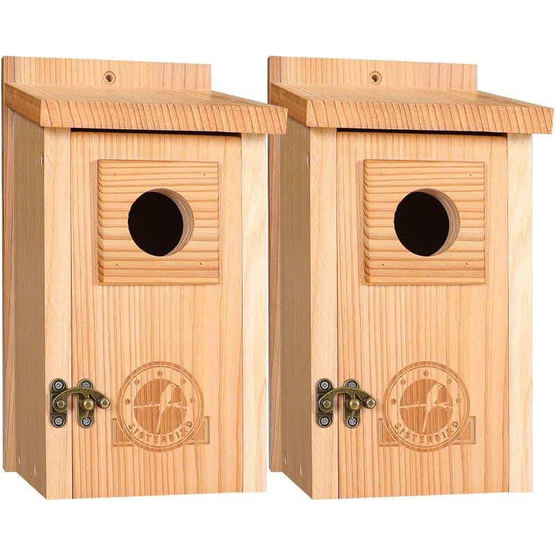 SISTERBIRD Bluebird Houses for Outside, Blue Bird Houses for Outdoors, Premium Bird House, Pack of 2 Bluebird House, Wooden Birdhouses Kits for Adults for Durable Yard Decor - Image 1