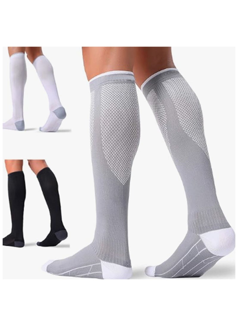 Mmmon - Graduated Copper Compression Socks for Me Women Circulation 3 Pairs 15-20mmHg.Best for Running Athletic CyclingWide Calf Compression Socks matching massage compression socks Women Men PlusSize 15-20mmHg Knee High Large Support Stockings forCirculation Best for Running Athletic Cycling - Image 1