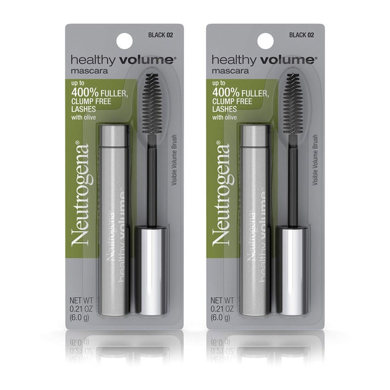 Neutrogena Healthy Volume Lash-Plumping Mascara, Volumizing and Conditioning Mascara with Olive Oil to Build Fuller Lashes, Clump-, Smudge- and Flake-Free, Black 02, 0.21 oz (Pack of 2) - Image 1