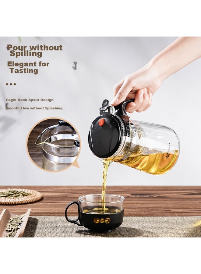Tianxi Glass Teapot Heat-resistant Tea Set With Floating Cup, Tea Infuser Cup, Tea Steeping Cup, Tea Infuser Pot, Tea-water Separation Cup 1800ml - Image 5