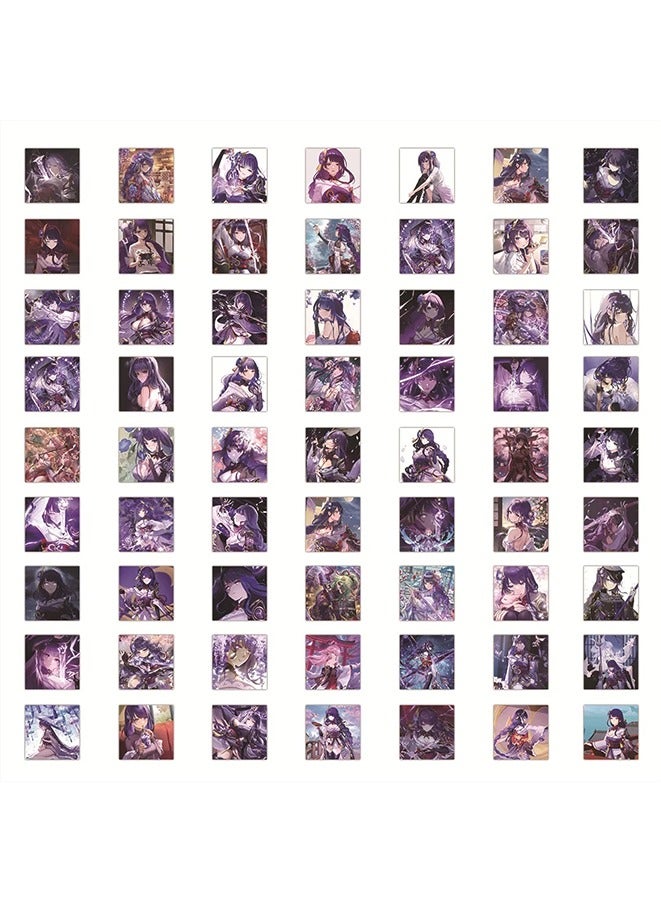 60Pcs Genshin(Raiden Shogun) Anime Stickers for Laptop Suitcase Skateboard Graffiti Luggage Cartoon Stickers - Image 4