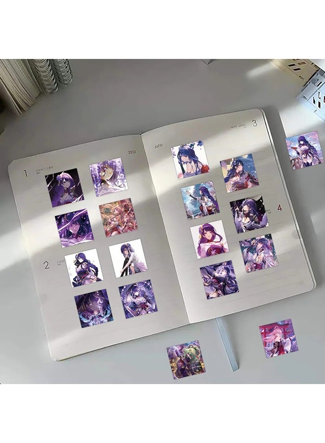 60Pcs Genshin(Raiden Shogun) Anime Stickers for Laptop Suitcase Skateboard Graffiti Luggage Cartoon Stickers - Image 5