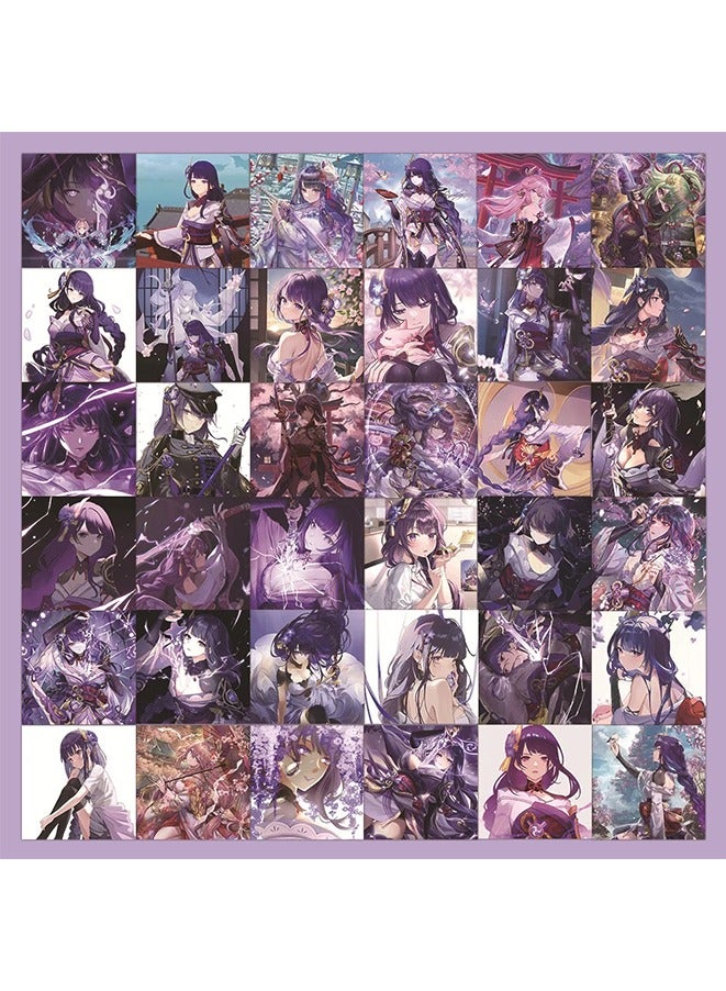 60Pcs Genshin(Raiden Shogun) Anime Stickers for Laptop Suitcase Skateboard Graffiti Luggage Cartoon Stickers - Image 2