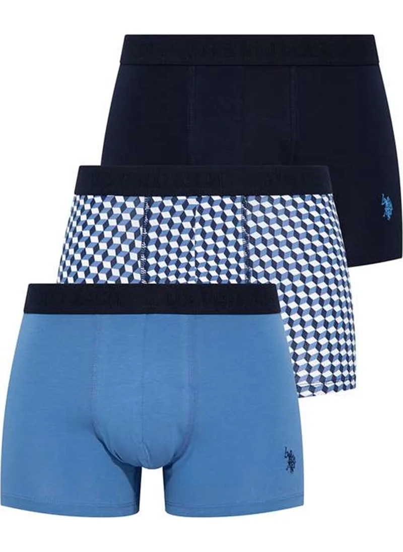 يو اس بولو اسن BASE. Polo Assn. 80256 Men's 3 Pcs Boxer-Indigo&dark blue&indigoprinted