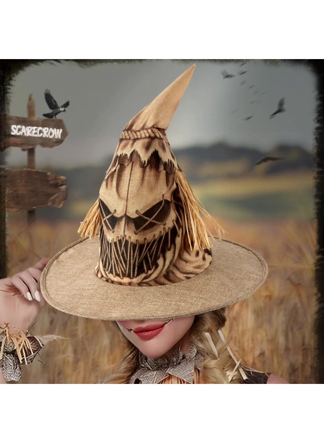 xppier قبعة الفزاعة قبعات هالوين ساحرة تنكرية ملحقات زي - Image 4