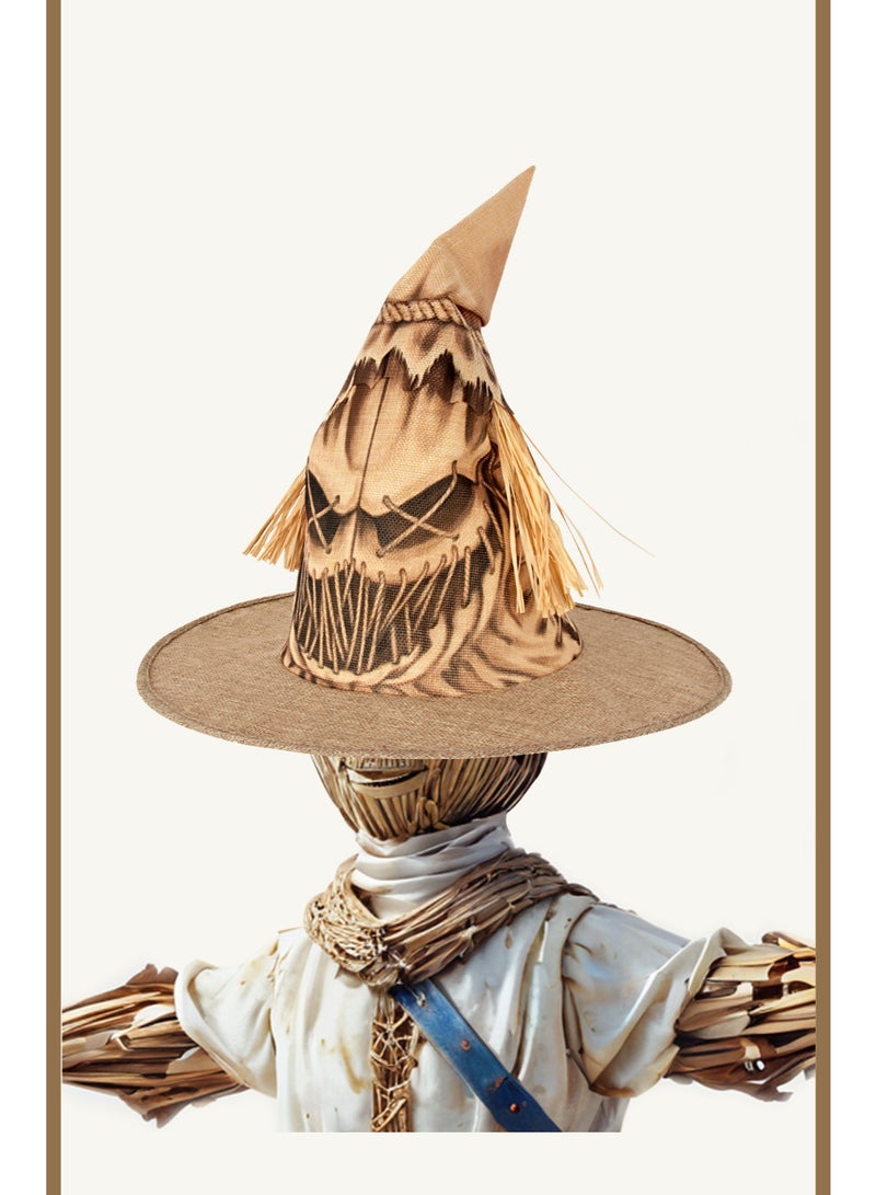 xppier قبعة الفزاعة قبعات هالوين ساحرة تنكرية ملحقات زي - Image 5