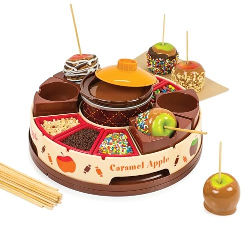 Nostalgia Nostalgia Chocolate  Caramel Fondue Pot 25 Sticks Fondue Machine with Decorating and Toppings Trays Brown