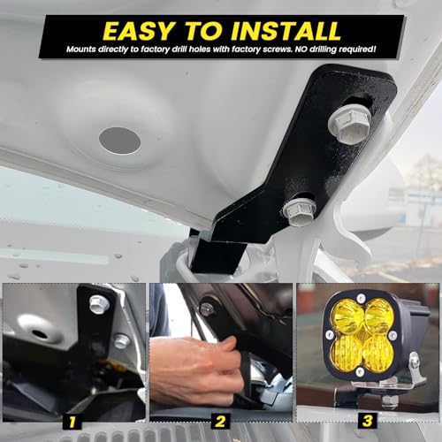 KANGIKX Ditch Hinge LED Light Brackets Hood Mount Brackets Compatible with 2nd Gen Toyota Tacoma 2005-2015 for Auxiliary Offroad LED Pod Light Work Light - Image 4