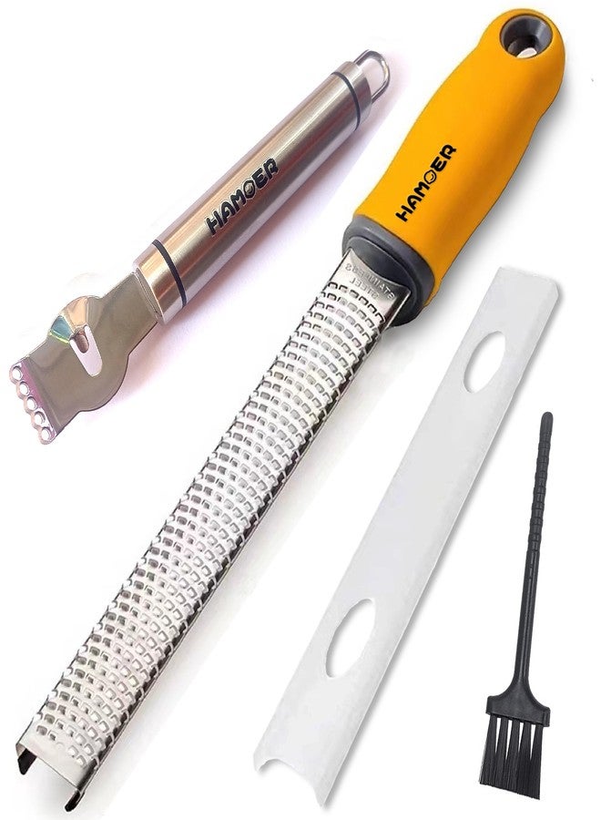 HAMOER Cheese Grater and Lemon Zester, Handheld for Grating Cheese Chocolate Citrus Peel Ginger Potatoes,two Kitchen and Bar tools - Image 1
